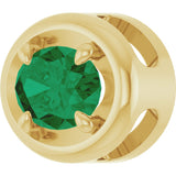 14K Yellow Gold 7x5 mm Lab-Grown Emerald Solitaire Slide Pendant