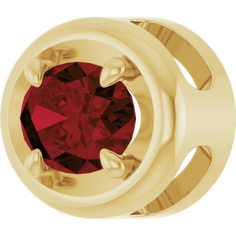 14K Yellow Gold 7x5 mm Natural Mozambique Garnet Solitaire Slide Pendant
