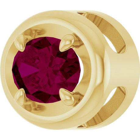 14K Yellow Gold 7x5 mm Natural Rhodolite Garnet Solitaire Slide Pendant