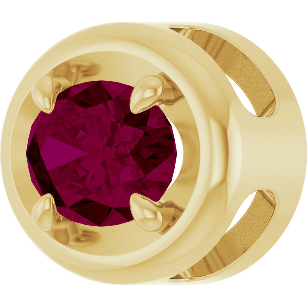 14K Yellow Gold 7x5 mm Natural Rhodolite Garnet Solitaire Slide Pendant