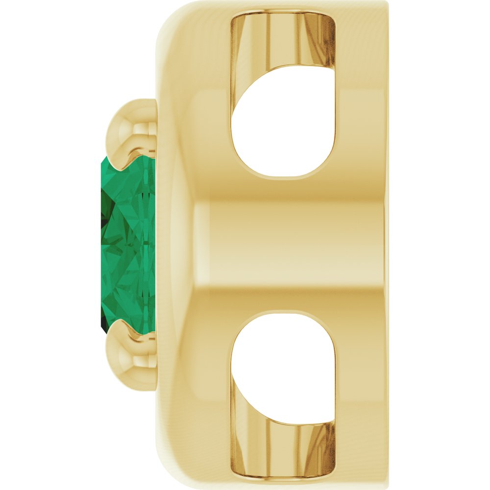 14K Yellow Gold 7x5 mm Lab-Grown Emerald Solitaire Slide Pendant