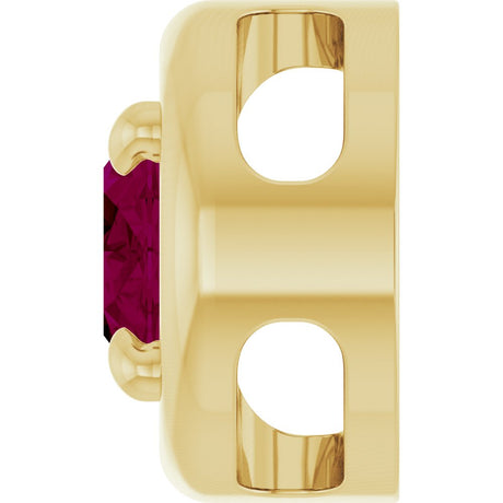 14K Yellow Gold 7x5 mm Natural Rhodolite Garnet Solitaire Slide Pendant