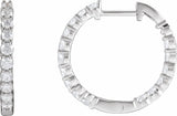 14K White 1 CTW Lab-Grown Diamond Inside-Outside Hinged 19.3 mm Hoop Earrings