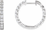 14K White Gold 1 CTW Lab-Grown Diamond Inside-Outside Hinged 19.3 mm Hoop Earrings