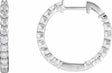 14K White Gold 1 CTW Natural Diamond Inside-Outside Hinged 19.3 mm Hoop Earrings