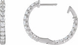 14K White Gold 1 CTW Natural Diamond Inside-Outside Hinged 19.3 mm Hoop Earrings