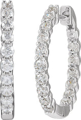 14K White 1 CTW Lab-Grown Diamond Inside-Outside Hinged 19.3 mm Hoop Earrings