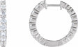 14K White 2 CTW Natural Diamond Inside-Outside Hinged 20 mm Hoop Earrings