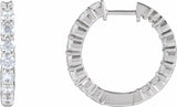 14K White Gold 2 CTW Natural Diamond Inside-Outside Hinged 20 mm Hoop Earrings
