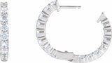 14K White Gold 2 CTW Natural Diamond Inside-Outside Hinged 20 mm Hoop Earrings