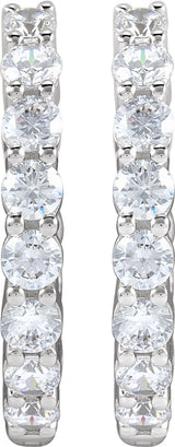 14K White Gold 2 CTW Lab-Grown Diamond Inside-Outside Hinged 20 mm Hoop Earrings
