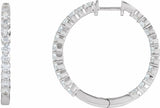 14K White Gold 3 CTW Lab-Grown Diamond Inside-Outside Hinged 30 mm Hoop Earrings