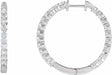 14K White 3 CTW Lab-Grown Diamond Inside-Outside Hinged 30 mm Hoop Earrings