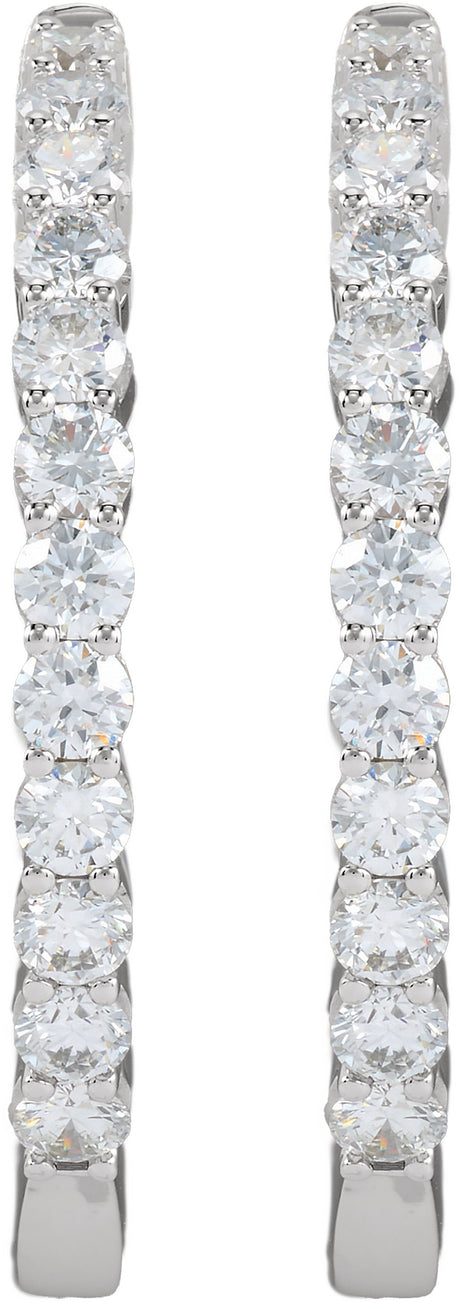 14K White Gold 3 CTW Lab-Grown Diamond Inside-Outside Hinged 30 mm Hoop Earrings