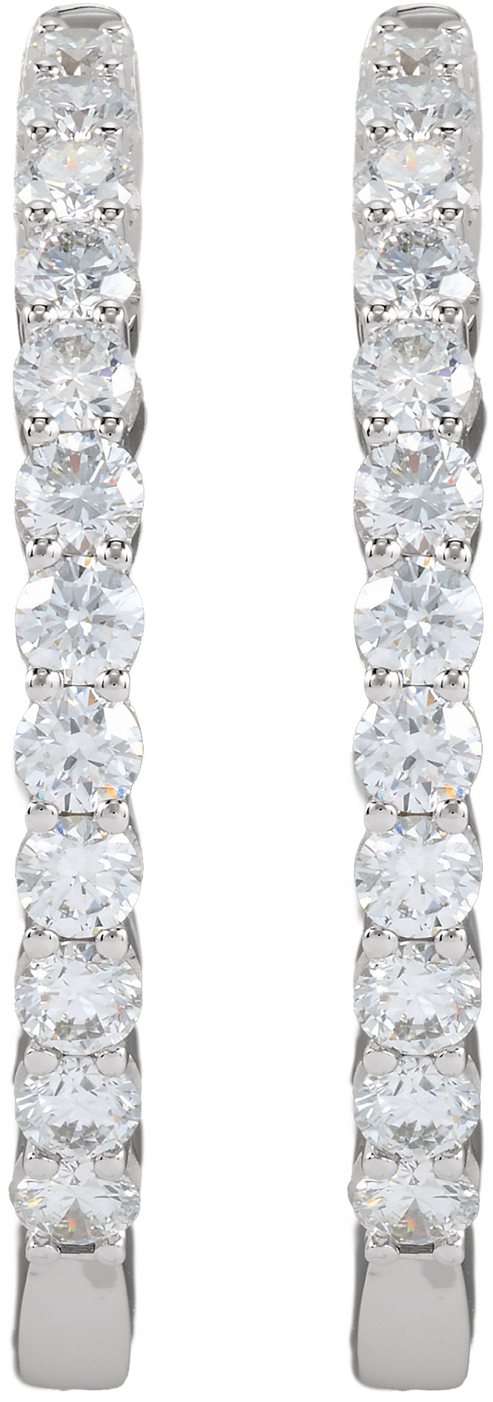 14K White 3 CTW Lab-Grown Diamond Inside-Outside Hinged 30 mm Hoop Earrings