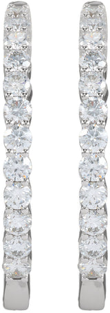 14K White Gold 3 CTW Lab-Grown Diamond Inside-Outside Hinged 30 mm Hoop Earrings
