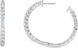 14K White Gold 3 CTW Lab-Grown Diamond Inside-Outside Hinged 30 mm Hoop Earrings