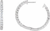 14K White 3 CTW Lab-Grown Diamond Inside-Outside Hinged 30 mm Hoop Earrings