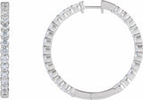 14K White 4 CTW Lab-Grown Diamond Inside-Outside Hinged 36 mm Hoop Earrings