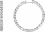 14K White Gold 4 CTW Lab-Grown Diamond Inside-Outside Hinged 36 mm Hoop Earrings