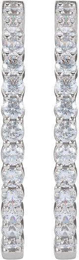 14K White Gold 4 CTW Lab-Grown Diamond Inside-Outside Hinged 36 mm Hoop Earrings