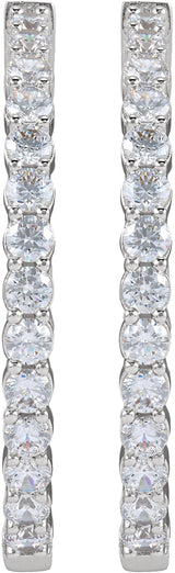 14K White 4 CTW Lab-Grown Diamond Inside-Outside Hinged 36 mm Hoop Earrings