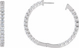 14K White 4 CTW Lab-Grown Diamond Inside-Outside Hinged 36 mm Hoop Earrings