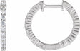 14K White Gold 3/4 CTW Lab-Grown Diamond Inside-Outside Hinged 17.2 mm Hoop Earrings