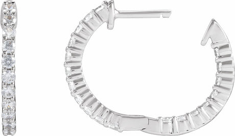 14K White 3/4 CTW Natural Diamond Inside-Outside Hinged 17.2 mm Hoop Earrings