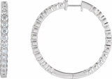 14K White Gold 5 CTW Lab-Grown Diamond Inside-Outside Hinged 37.8 mm Hoop Earrings