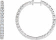 14K White 5 CTW Lab-Grown Diamond Inside-Outside Hinged 37.8 mm Hoop Earrings