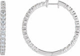 Sterling Silver 5 CTW Lab-Grown Diamond Inside-Outside 37.8 mm Hoop Earrings