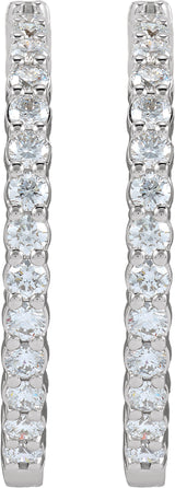 14K White 5 CTW Lab-Grown Diamond Inside-Outside Hinged 37.8 mm Hoop Earrings