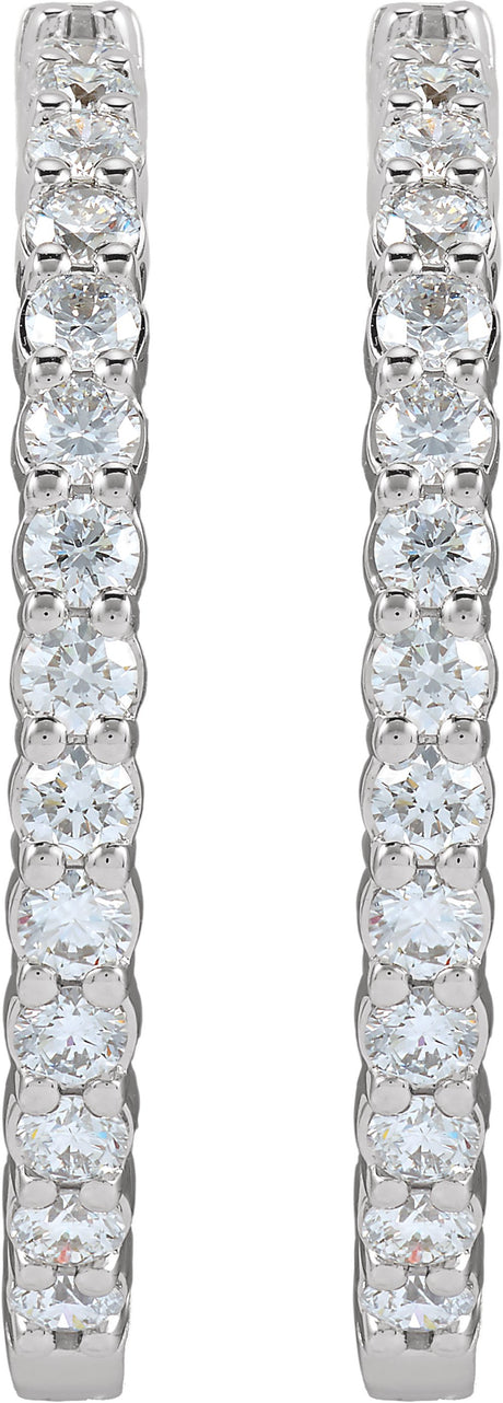 14K White Gold 5 CTW Lab-Grown Diamond Inside-Outside Hinged 37.8 mm Hoop Earrings