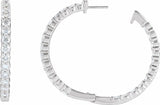 14K White Gold 5 CTW Lab-Grown Diamond Inside-Outside Hinged 37.8 mm Hoop Earrings