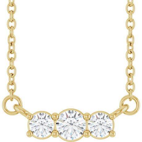 14K Yellow Gold 1/5 CTW Natural Diamond Three-Stone 18" Necklace 