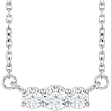 14K White Gold 1/5 CTW Lab-Grown Diamond Three-Stone 18" Necklace 