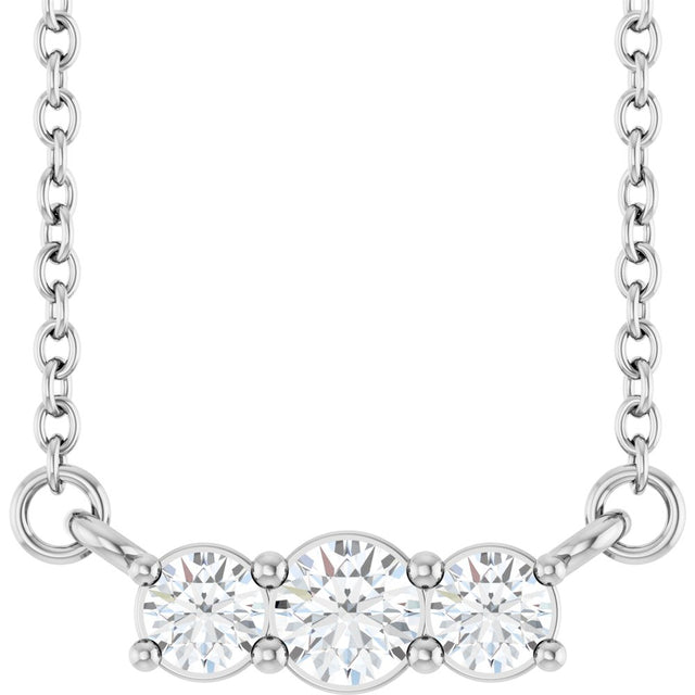 14K White Gold 1/5 CTW Lab-Grown Diamond Three-Stone 18" Necklace 