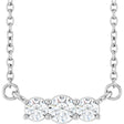 14K White Gold 1/5 CTW Lab-Grown Diamond Three-Stone 18" Necklace 