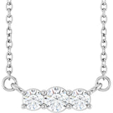 14K White Gold 1/5 CTW Lab-Grown Diamond Three-Stone 18" Necklace 