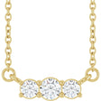 14K Yellow Gold 1/5 CTW Lab-Grown Diamond Three-Stone 18" Necklace 
