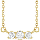 14K Yellow Gold 1/5 CTW Lab-Grown Diamond Three-Stone 18" Necklace 