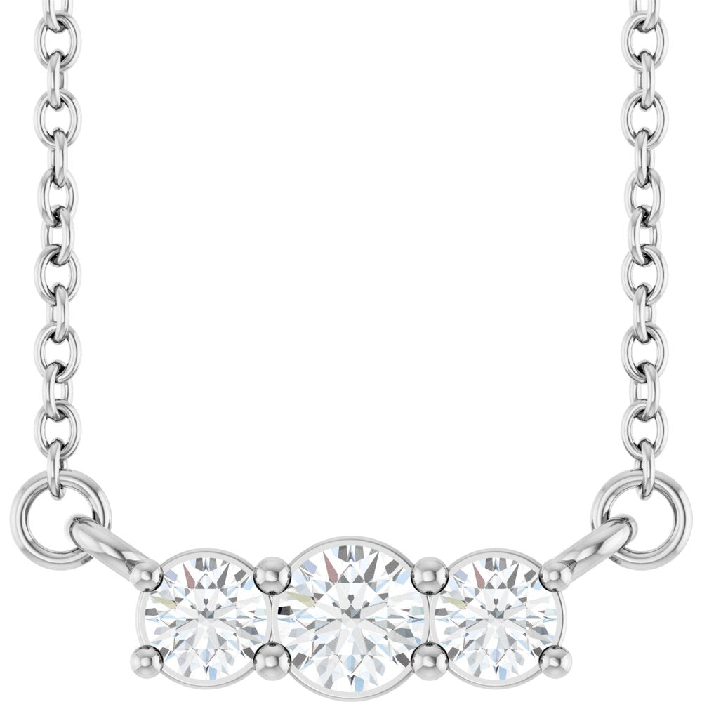 14K White Gold 1/5 CTW Lab-Grown Diamond Three-Stone 18" Necklace 