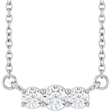 14K White Gold 1/5 CTW Lab-Grown Diamond Three-Stone 18" Necklace 