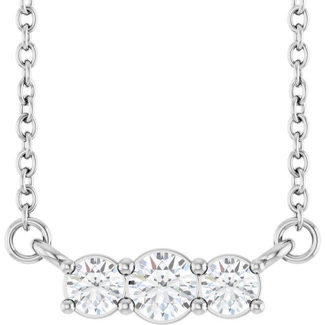 14K White Gold 1/5 CTW Lab-Grown Diamond Three-Stone 18" Necklace 