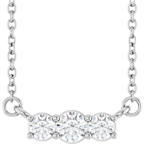 14K White Gold 1/5 CTW Natural Diamond Three-Stone 18" Necklace 