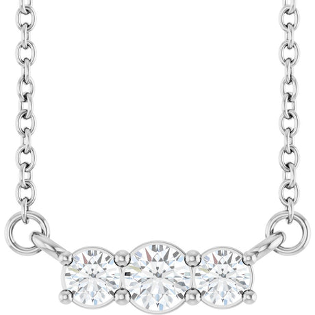 14K White Gold 1/5 CTW Lab-Grown Diamond Three-Stone 18" Necklace 