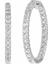 14K White 5 CTW Lab-Grown Diamond Inside-Outside Hinged 37.8 mm Hoop Earrings