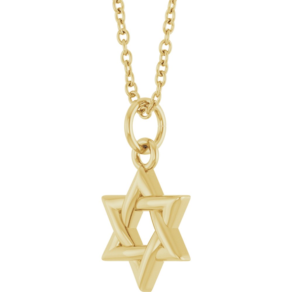 14K Yellow Gold Star Of David 16-18" Necklace