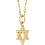 14K Yellow Gold Star Of David 16-18" Necklace